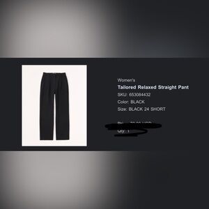 Abercrombie Tailored Relax Straight Pants size 24Short in Black
